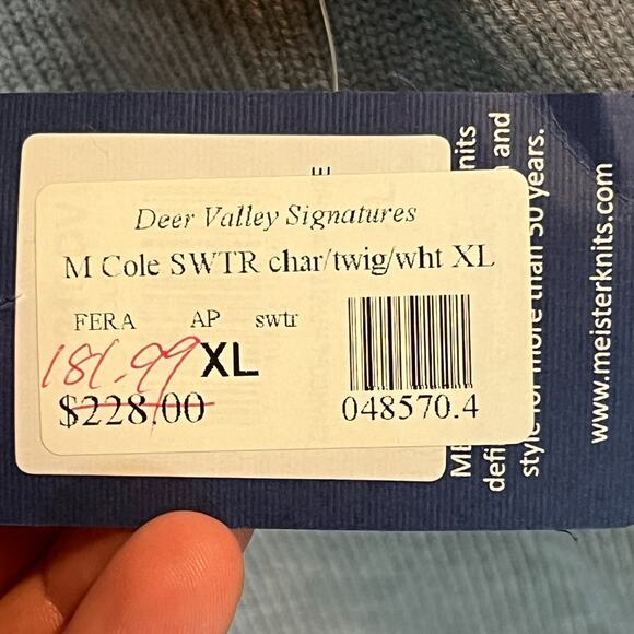 Meister Sweater Mens XL Gray Wool Acrylic Blend Cole Knit Ribbed Neck 1/4 Zip - Picture 5 of 11